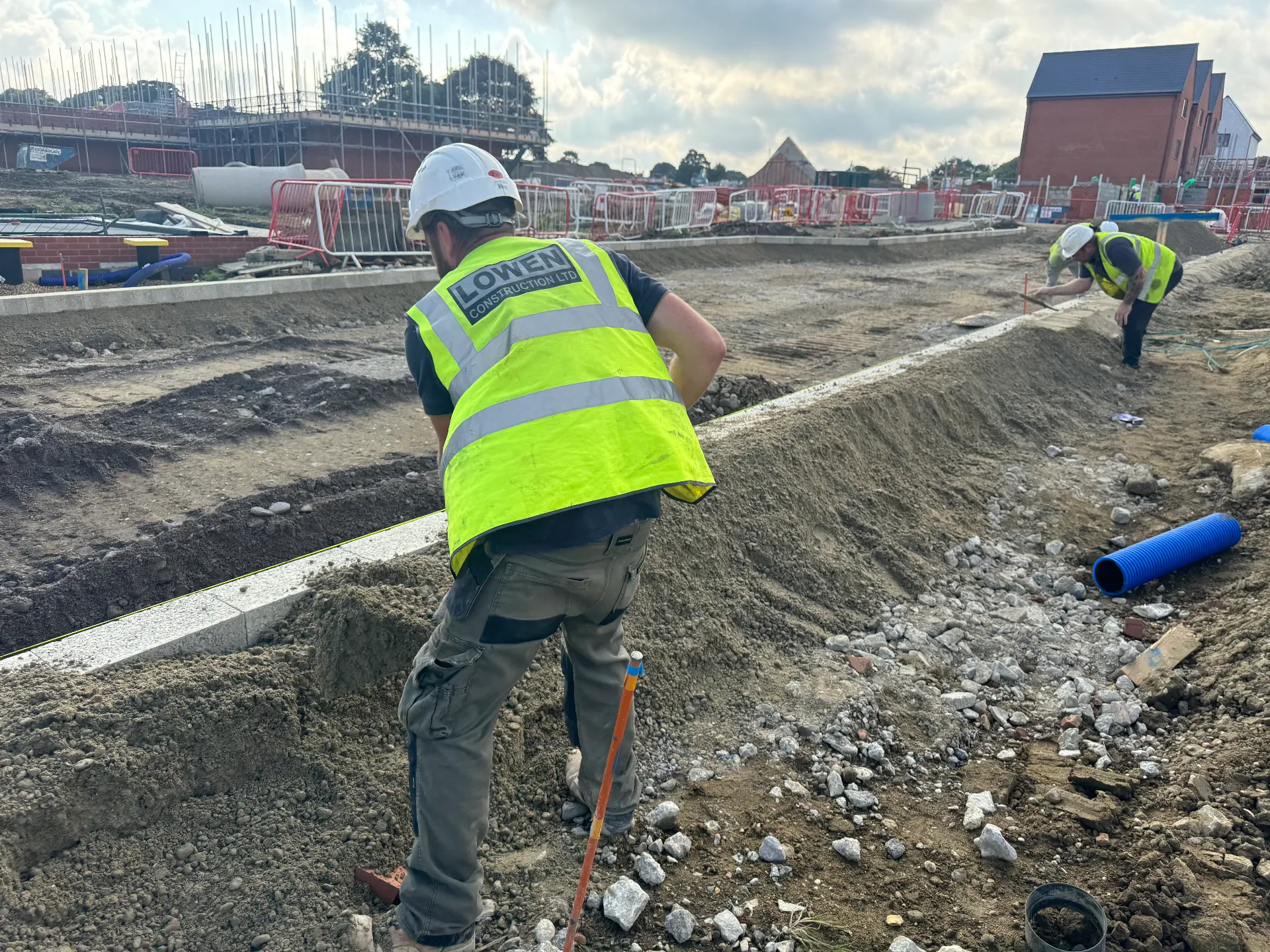 ROAD CONSTRUCTION fitting kerb brace hi vis folkestone